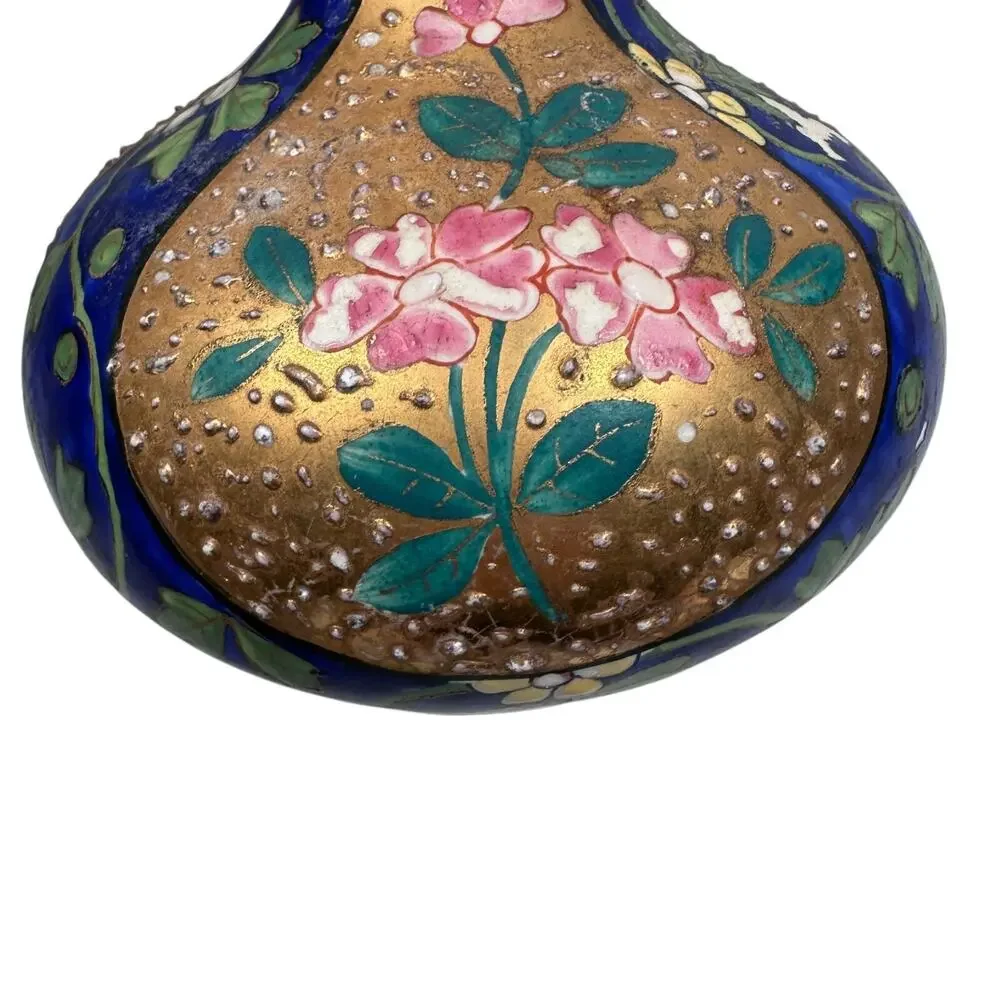 Antique Asian Moriage Slipware Ceramic‎ Vase 7